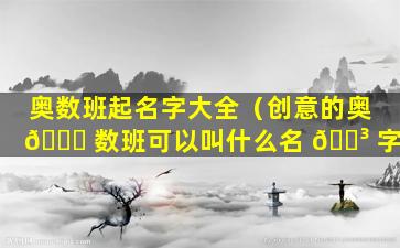 奥数班起名字大全（创意的奥 🍀 数班可以叫什么名 🌳 字）